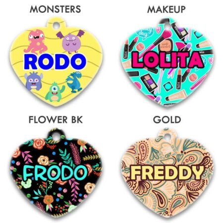 Identificación para mascotas - Corazón chico, Flower BK