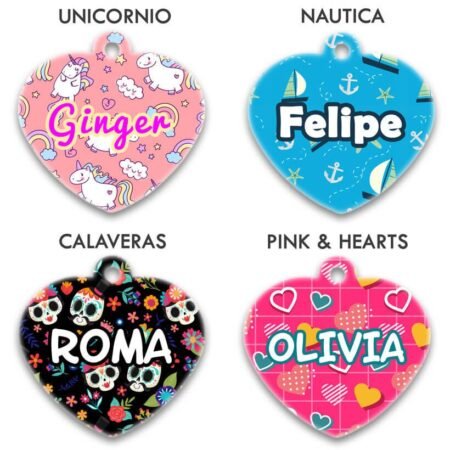 Identificación para mascotas - Corazón chico, Unicornio
