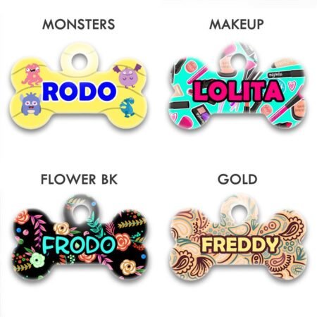 Identificación para mascotas - Hueso grande, Monsters